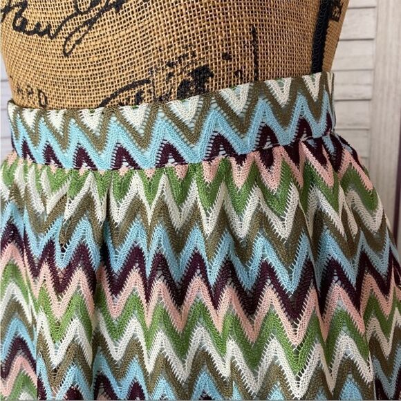 ModCloth Daytime Dazzler Chevron Stripe A Line Skirt Pastel Multicolor Medium - Picture 6 of 14